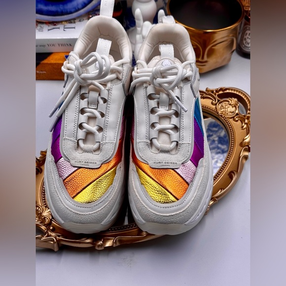 🆕 KURT GEIGER LONDON 🧿 NWOB Kensington Pump Sneaker - White Multi - Sz 39 - Picture 8 of 16